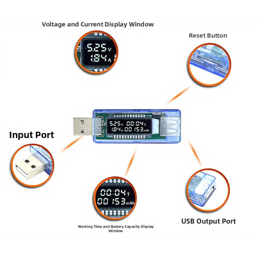 KWS-V20 USB Power Meter 4-20V Voltage Current Tester With Capacity Time Display For Mobile Phone Cable Analysis Tool
