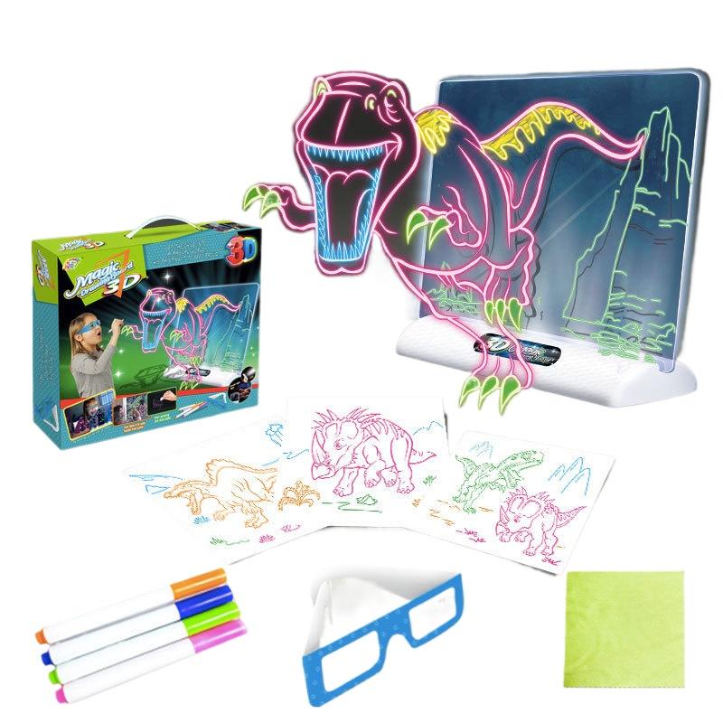 

Детская светодиодная светящаяся доска для рисования, 3D цветной свет, художественная доска для рисования, маркер, блокнот для письма, развивающая игрушка Монтессори, подарок M