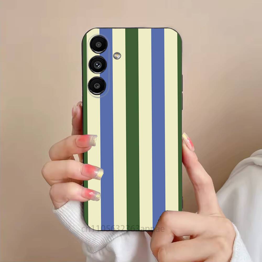 Colorful Striped Minimalist INS Couple Phone Case For Samsung S25,24,23,22,21,S20,Ultra,Plus,FE Black Soft Cover