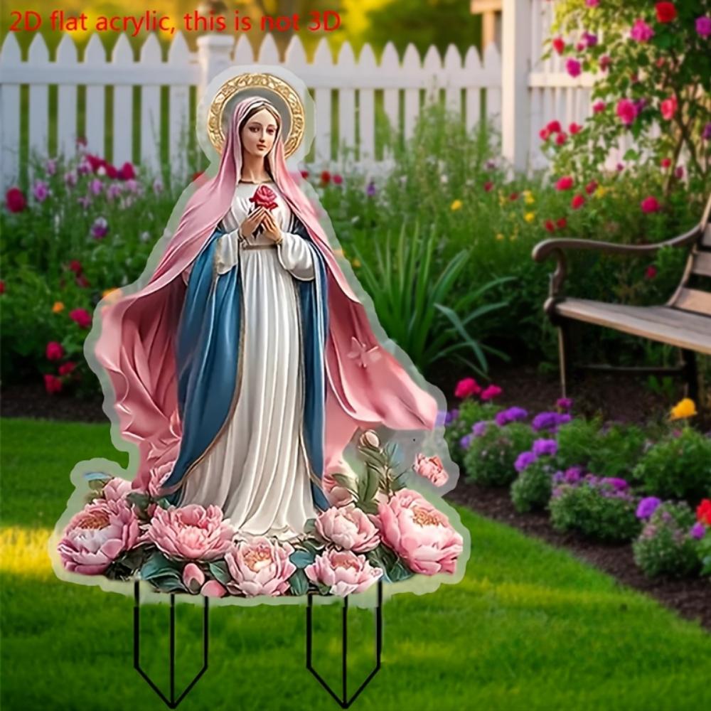Traditional Style Virgin Mary, 2D Flat Acrylic, Patio Decoration, Suitable for Gardens, Lawns, Potted Plants, Christmas, Halloween