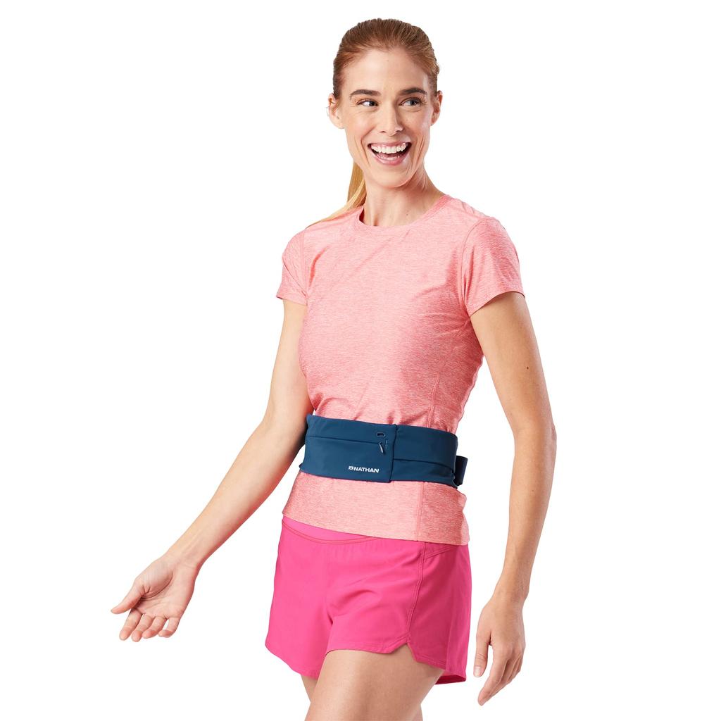 NATHAN Running Pouch Adjustable Fit Zip Zippered Stays in Perfect for and Trail Marine Blue NS30530, Star, Pocket, Place, Running, Walking, Jogging,