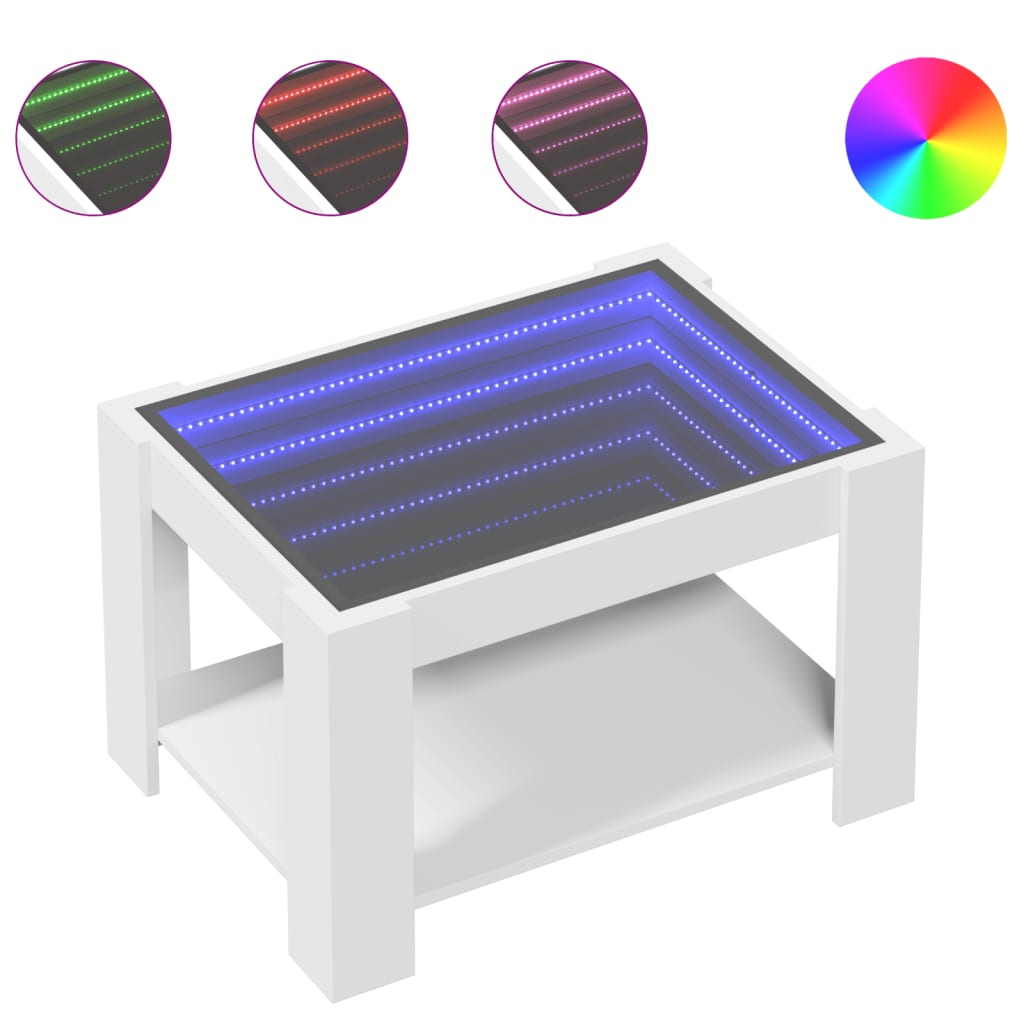 LED Coffee Table in White 73 x 53 x 45 cm Wood Based Material