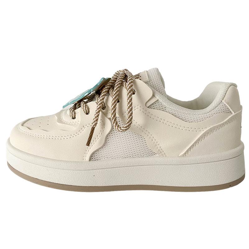 

B2312 латексная стелька/аксессуары для маленьких рыбок на толстой подошве маленькие белые туфли женская обувь для скейтбординга 2025 новая весна и лето дышащая сетка 40 бежевый