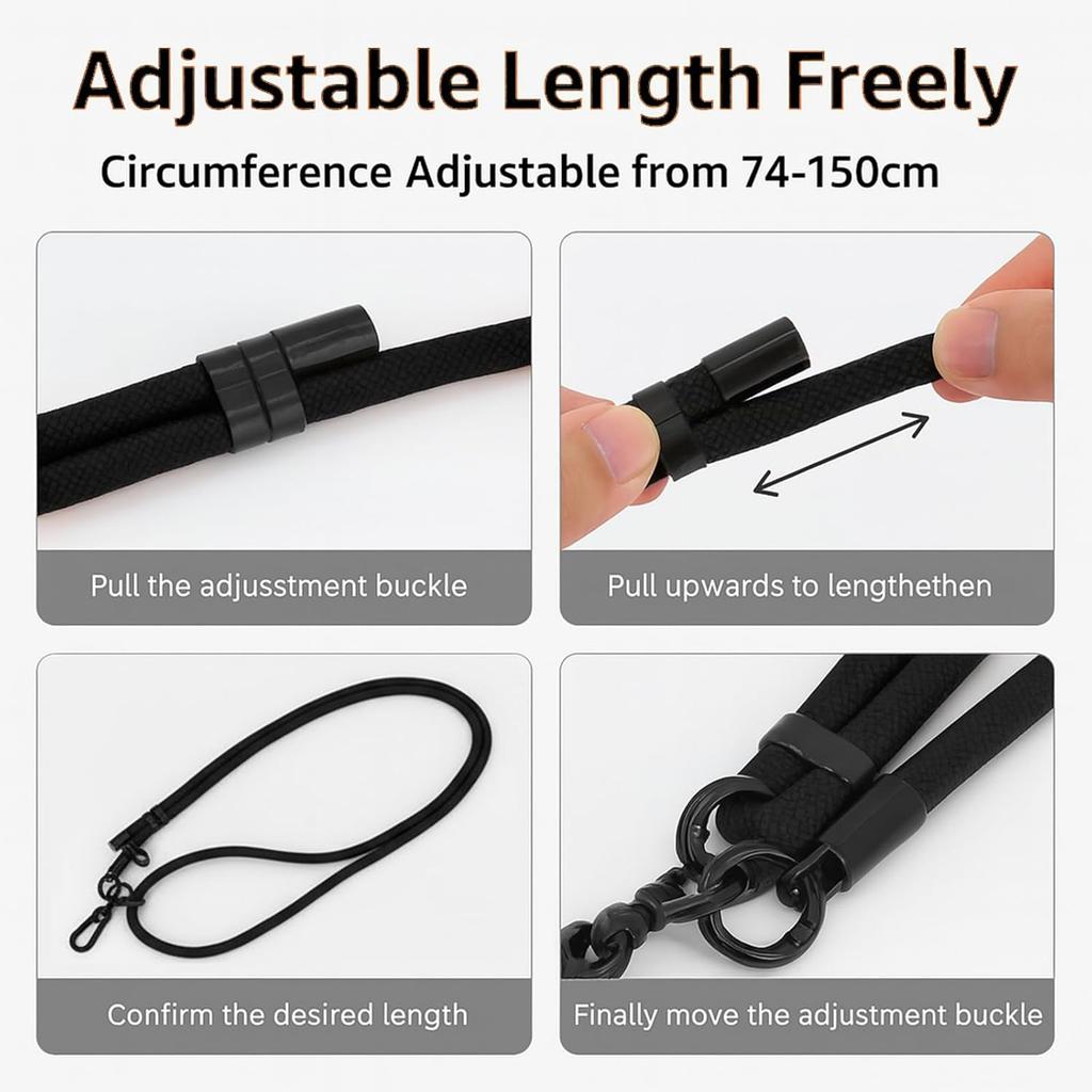 Adjustable Crossbody Phone Lanyard with Quick-Release Buckle, Padded Shoulder, Hands-Free for Phones, Walkie Talkie