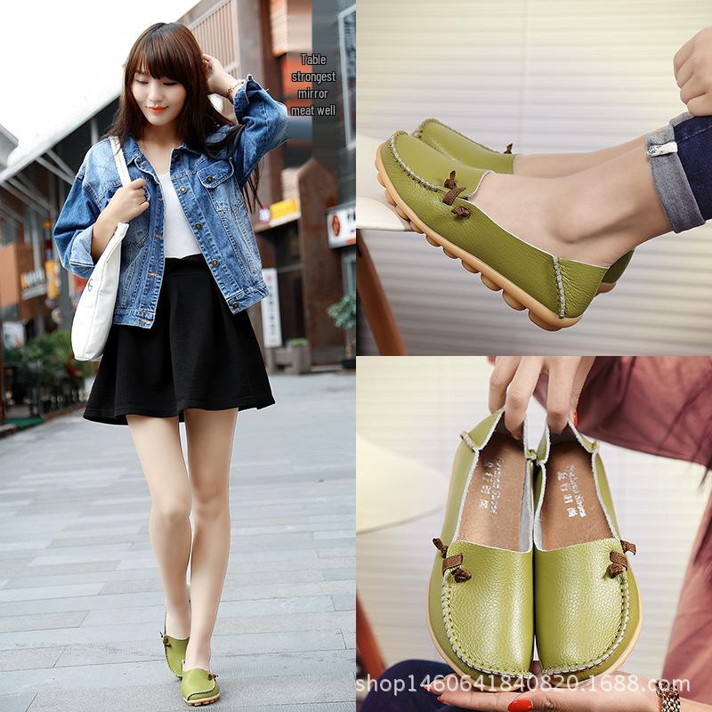 Plus Size Genuine Leather Low-Top Loafers for Women