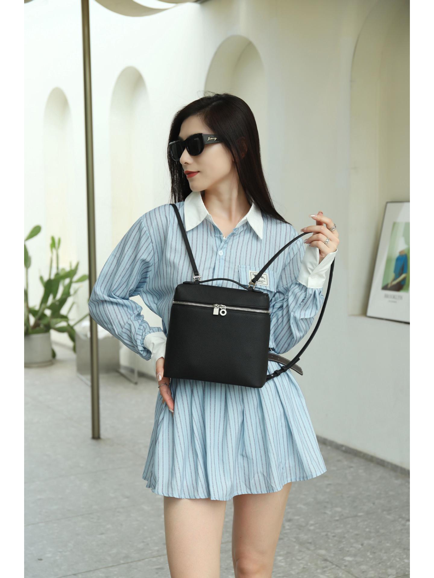 

Женский повседневный рюкзак и сумка из натуральной кожи LP — большая вместимость, высококачественный, простой дизайн, многофункциональный 24x10x22 CM