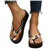 Summer Fashion Rhinestone Ladies Holiday Rubber Sole Beach Wedge Flip Flops