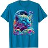 Neon Bubble Leopard Graphic Tee Men Short Sleeve Round Neck Cotton T-Shirt Casual Street Wear