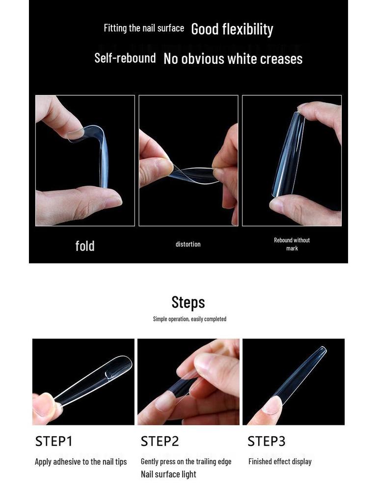 Extra Long Transparent XXL Ballet Trapezoid Nail Tips with Stickers