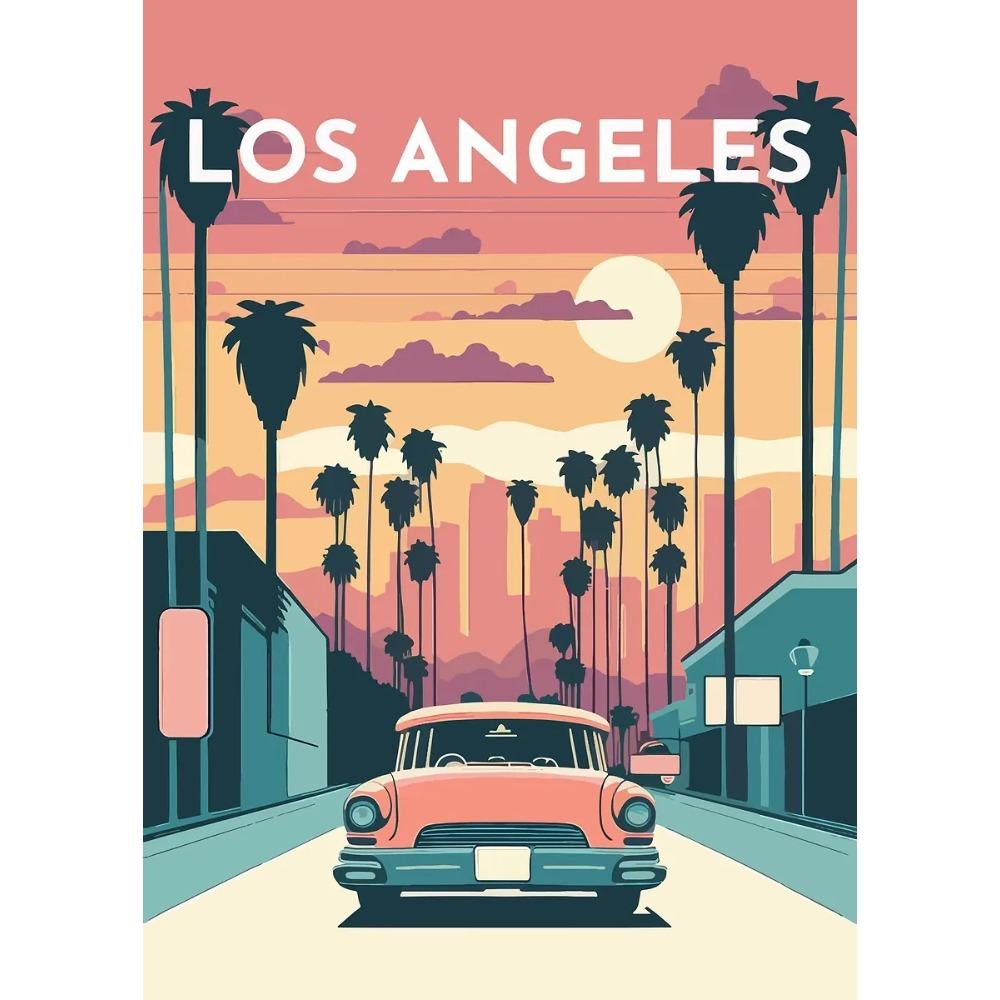 Retro Vibrant Cityscape Street Scene Posters London Double Decker Bus Prints Canvas Painting Wall Art Pictures Home Room Decor