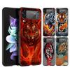 Harte PC-Handyhülle Für Samsung Galaxy Z Flip 7 6 5 4 Schwarze Hülle Für Galaxy Z Flip 3 Faltbar Stoßfest Cartoon-Tiger-Muster