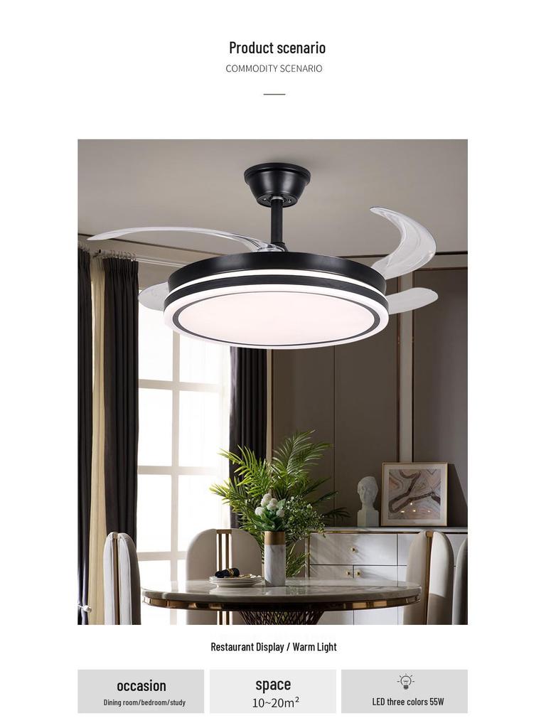 Invisible Silent Variable Frequency Ceiling Fan with Light for Living Room or Bedroom