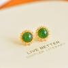 Hotan Jade Jasper S925 Silver Studs Earrings