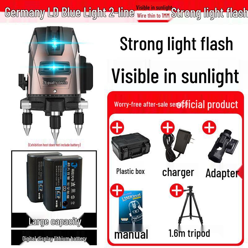 High-Precision Automatic Laser Level Tool with Green & Blue Light, 5-Line Infrared, Outdoor Use