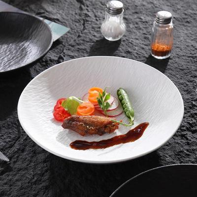 Black & White Matte Rock Pattern Ceramic Dinner Plate – Western & Japanese Style