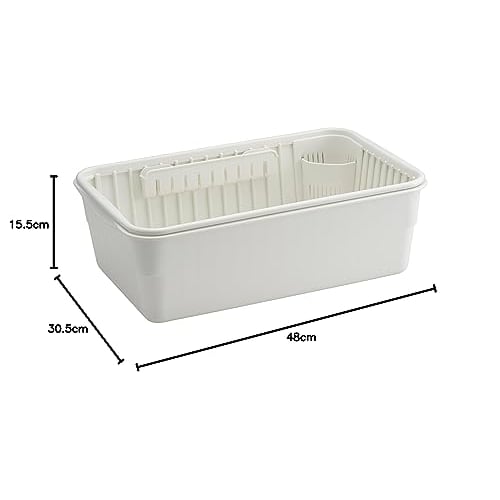 Asvel Slim Large Dish Drainer Set "N-Pose" White 4328