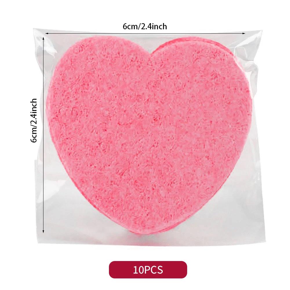 

10/20/30/50 шт. Губка из спрессованной целлюлозы в форме сердца, губка для снятия макияжа, хлопок из древесной пульпы, губка для умывания лица, пуховка