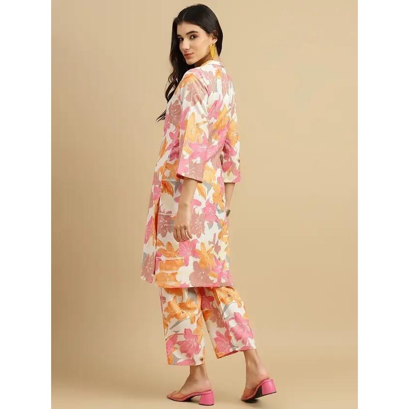 Women Designer Printed Kurta Pant Cord Set Indian Bollywood Top Tunic Kurti VSO-1698 C