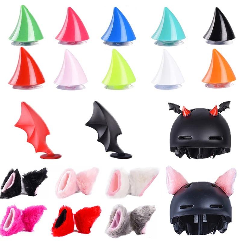 Motorradhelm-Teufelshörner, bunte Teufelshörner zur Helmdekoration, Motorrad- und Fahrradhelm-Zubehör, 2 Stück