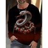 Spring and Autumn Round Neck 3D Snake Pattern Printed Top Fashionable Casual Long Sleeved Men's T-shirts