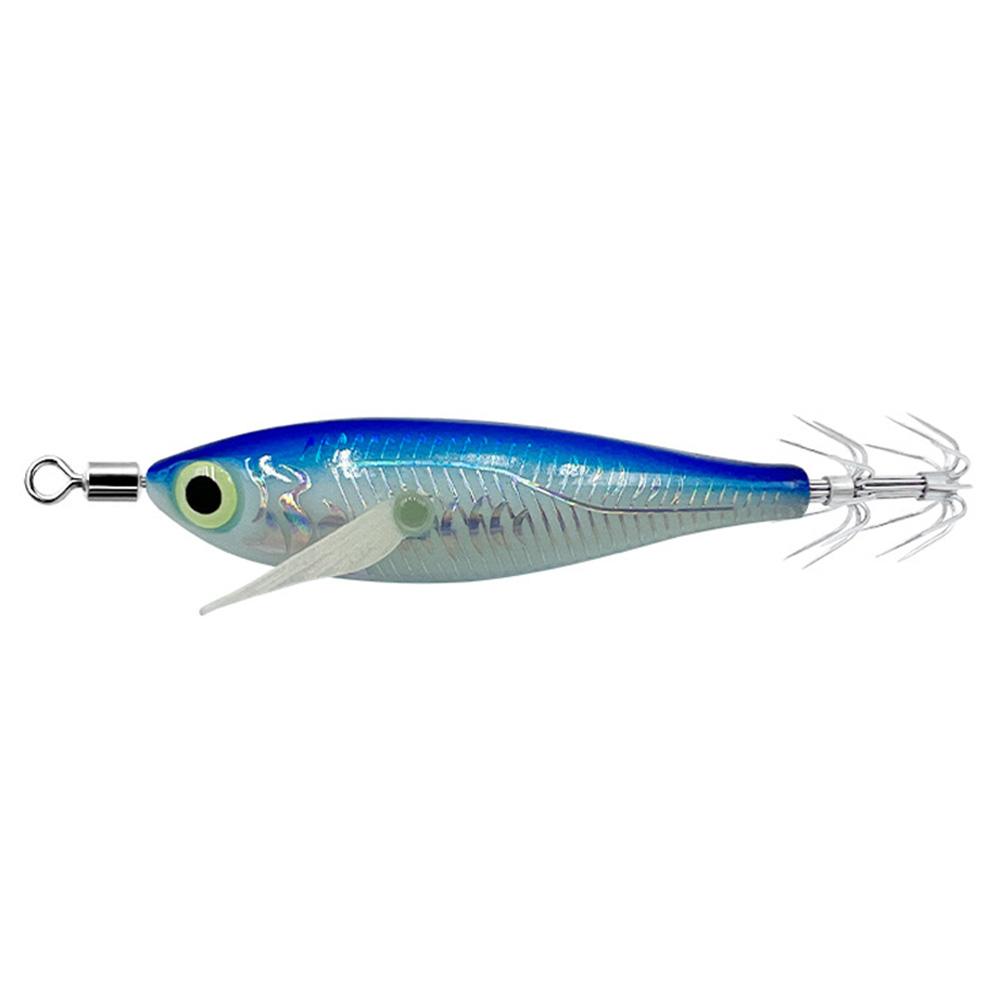Luminous Artificial Squid Hook Horizontal Prawn Hook 80mm Wood Shrimp Cuttlefish Hard Bait for Cuttlefish Sea Fishing