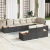 Set of 8 Garden Canapés with Cushions In Black Polyrattan Acacia 3356777