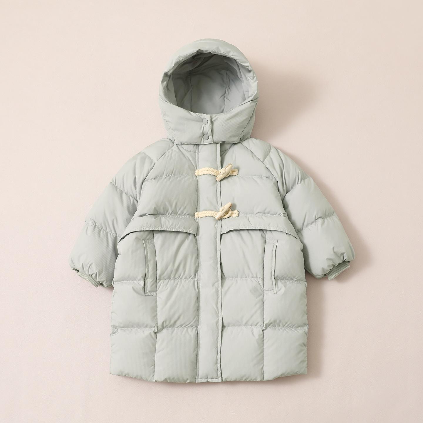 

Girls 2025 Winter Mid-Length Down Jacket - 90% Thickened Down for Medium to Large Children сірий колір