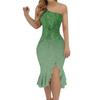Women's Fashion Casual Sexy One Shoulder Printed Ruffles Dresses