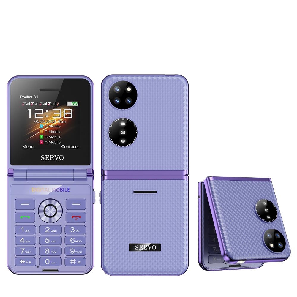 Folding Flip Phone Button Mobile Phone 4 Cards 4 Waiting for Large Screen Function Machine
