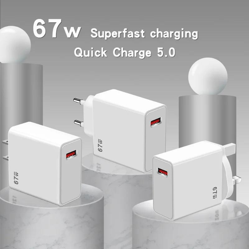 Xiaomi 67W Fast Charging Charger EU/US/UK USB Adapter Standard Charge Head Type-C Mobile Phone Type C Cable for Xiaomi Power Adapter