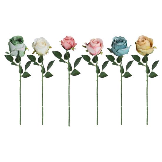 6 Pcs Artificial Rose Flowers Faux Rose Blooms with Long Stems Realistic Long-lasting Fake Roses for Wedding Home Decoration