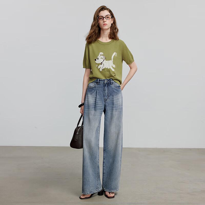 Dámský top s krátkým rukávem Chuyu 2025 s žakárovým úpletem s motivem domácího mazlíčka psa