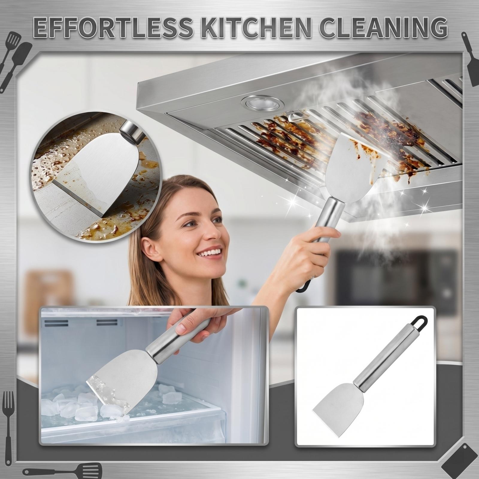 

Stainless Steel Cleaning Scraper, 1 Count Multifunctional Kitchen Cleaning Scraper, Cleaning Tool For Stove, Dishes, Pots, Home Care Supplies One Size серебряный