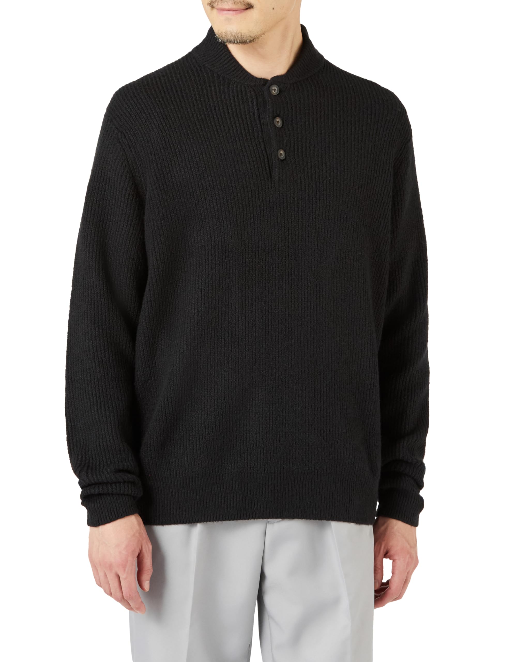 

Amazon Essentials Men s Soft Touch Long Sleeve Henley Sweater, Black, Size S