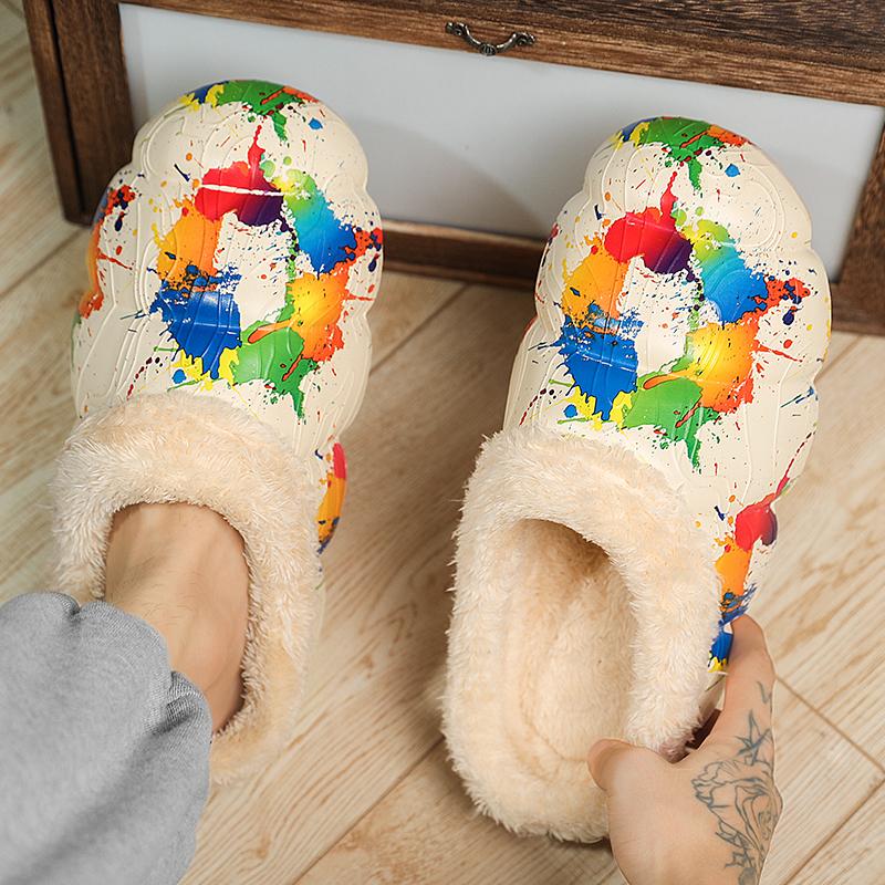 Зимние женские и мужские плюшевые тапочки — фото 6