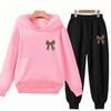 Bow Print Girls Red Hoodie Children 3-12 Years Boys Casual Tops+Pants Sets Long Sleeves Autumn Fashion Kids Long Sleeves Clothes