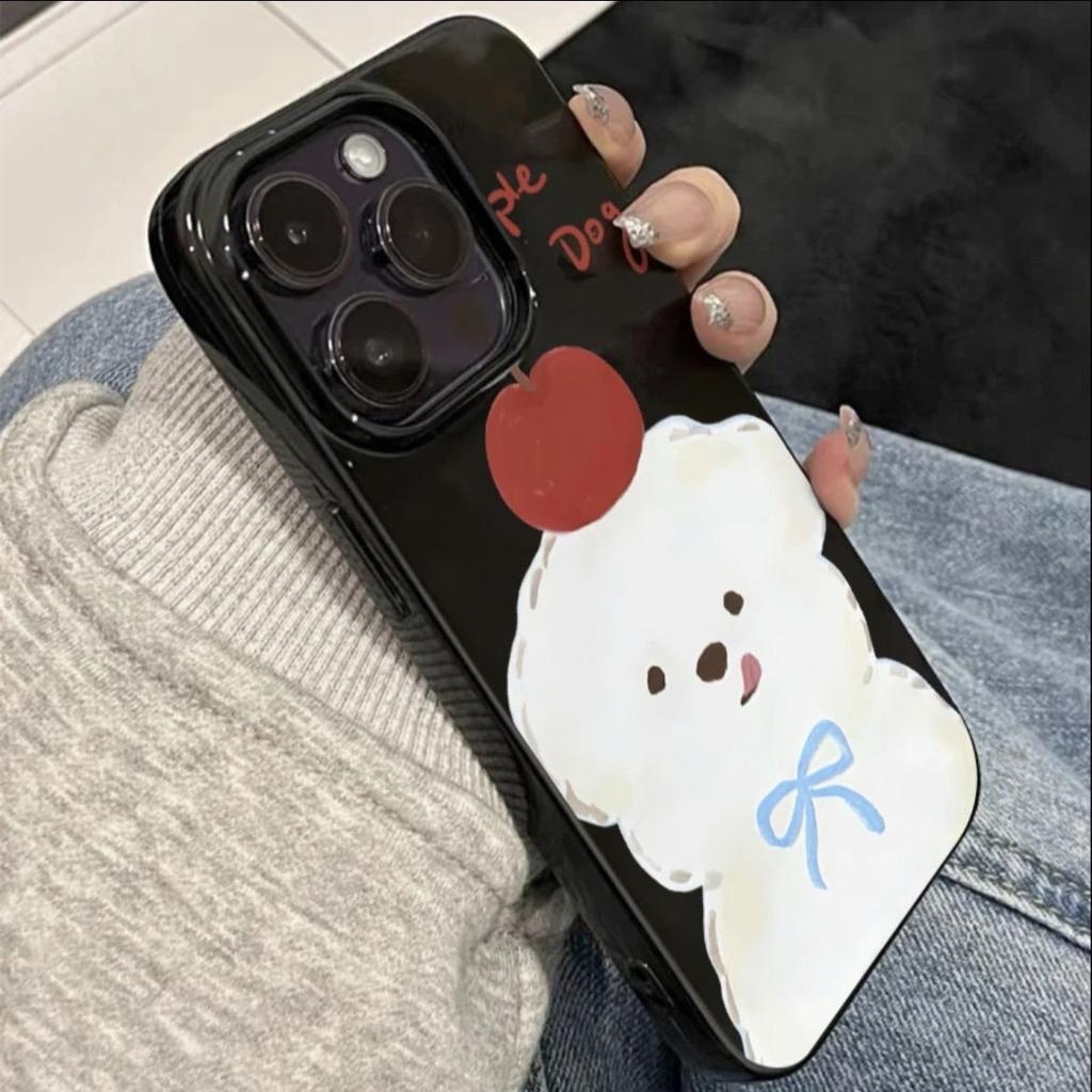 Cute Apple Puppy Suitable for Apple 15/14promax Jelly Mobile Phone Case 13/12 Set 16 16pro Soft 11