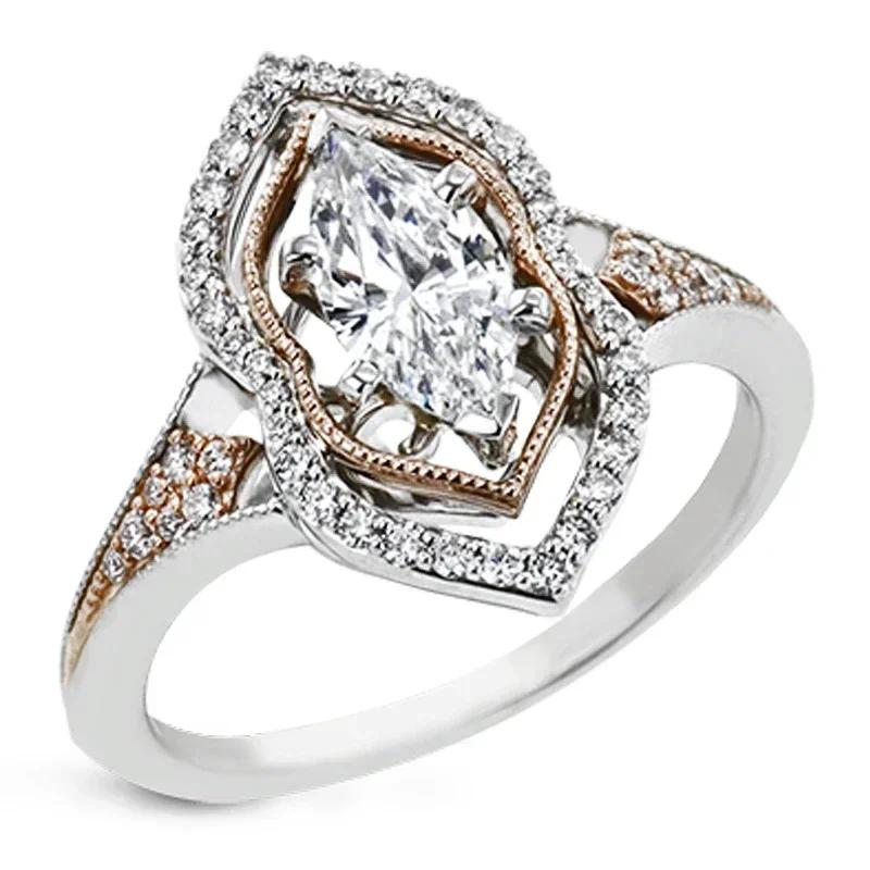New inlaid horse eye diamond dual color electroplated cubic zirconia ring European and American fashion engagement accessory 6