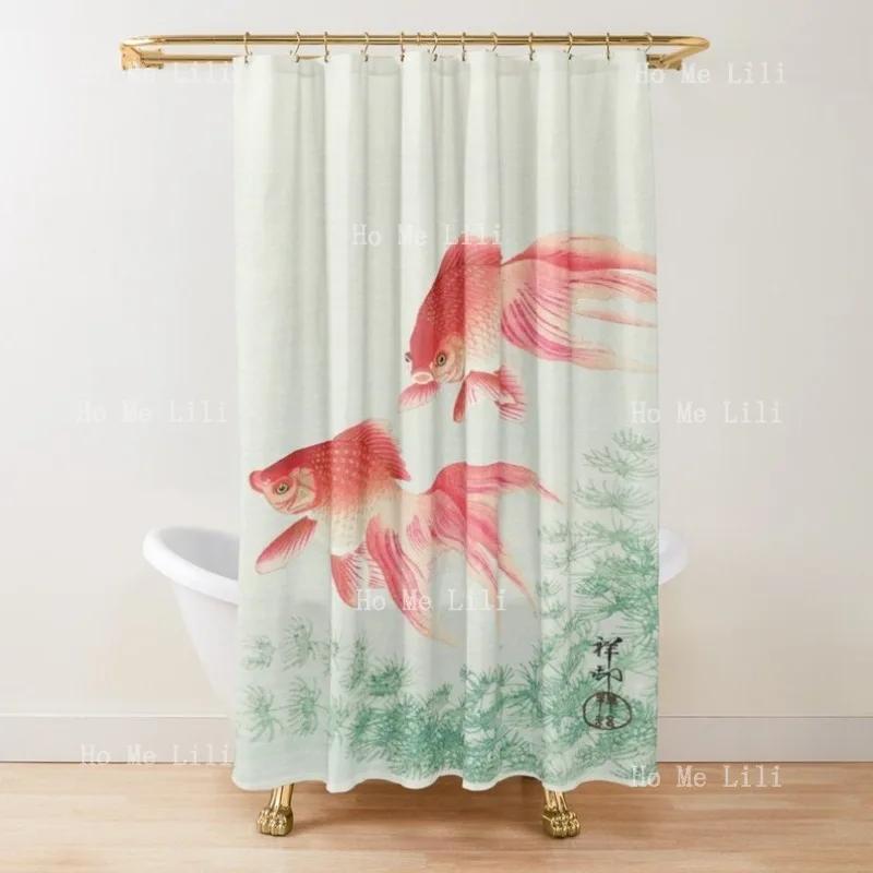 

Shower Curtains Art Fishes Curtain Japanese Koi Fish Print Zen Bathroom Decor Unique Gift Eco-Friendly Material W60H190(CM)-1 Pcs