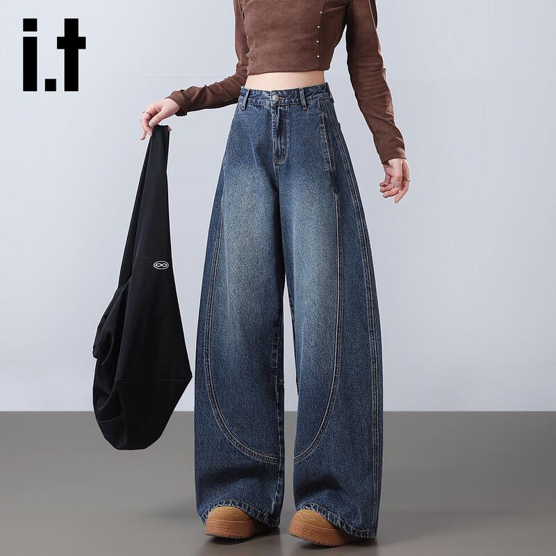 Женские джинсы Izzueit в американском ретро стиле с высокой талией и широкими штанинами M