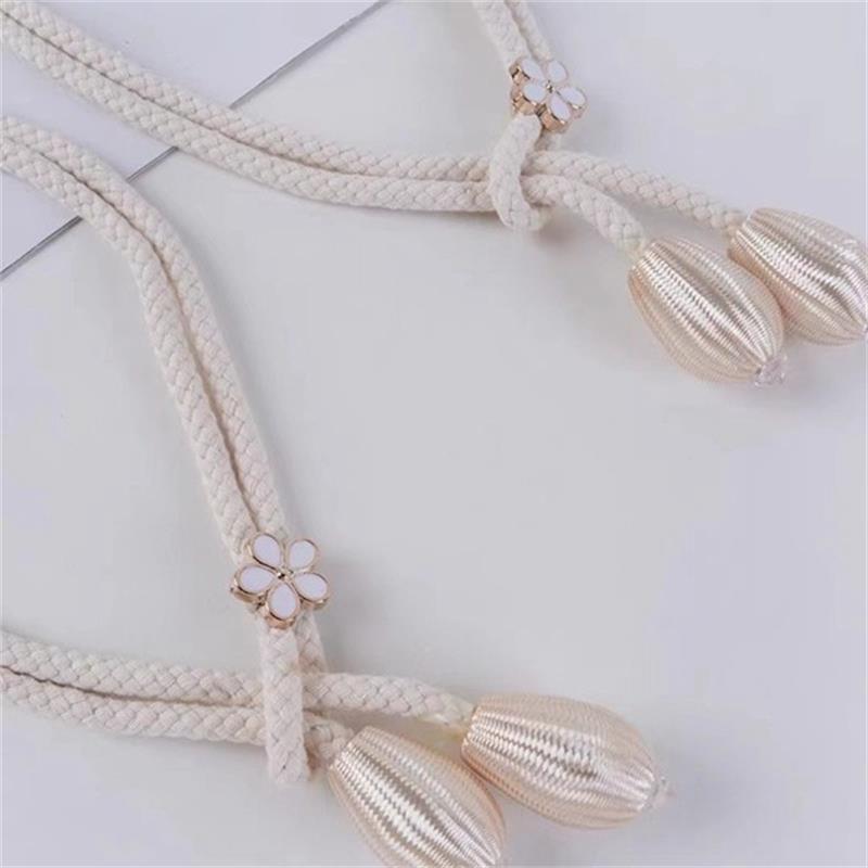 1 Adjustable Hand Braided Curtain Fasteners with Small Metal Drapes - No Punch Size Universal Elastic Curtain Strap