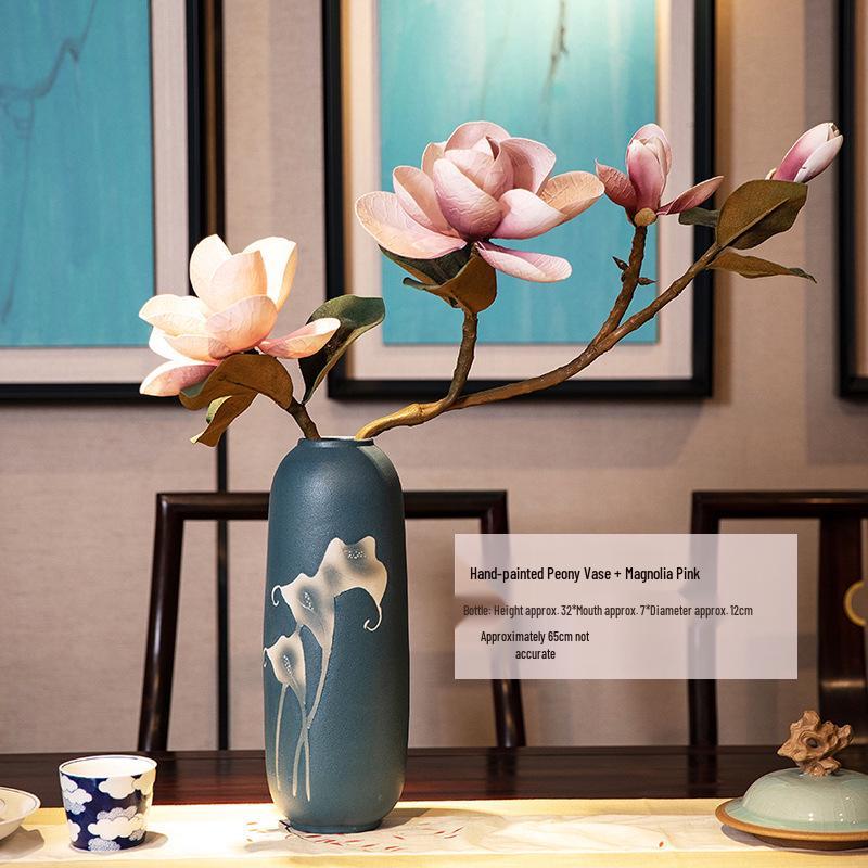 Composizione di fiori artificiali di magnolia: Set decorativo in ceramica per sala da pranzo o soggiorno