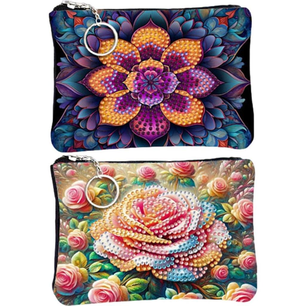 DIY Diamond Painting Bling Rhinestone Makeup Bag Zipper Closure Diamond Dot Diamond Card Pack Large Capacity for Home Decor Gift