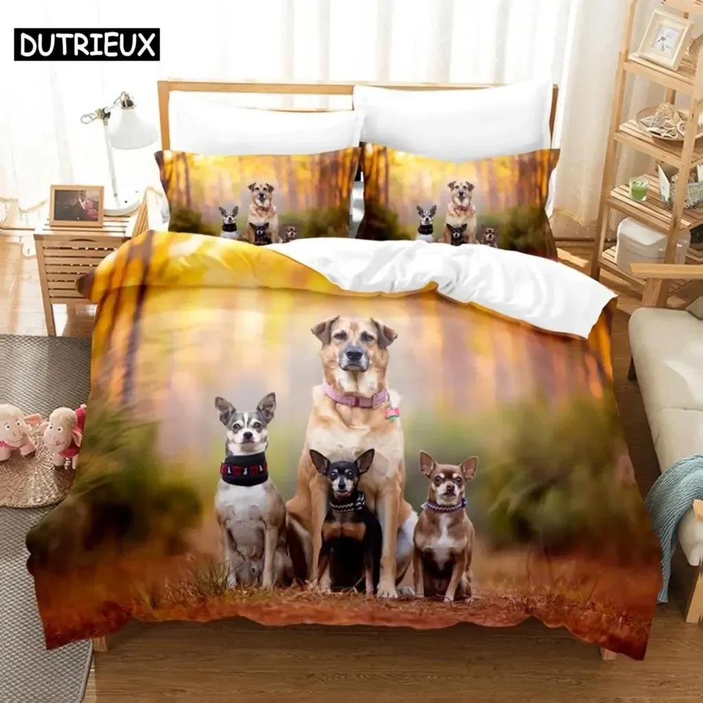 Kawai Kids Duvet Cover Set Double Bed 200X200 Queen Size Single Bedding Sets Dogs King Full Twin 3D Quilt Case Linen Pillowcase