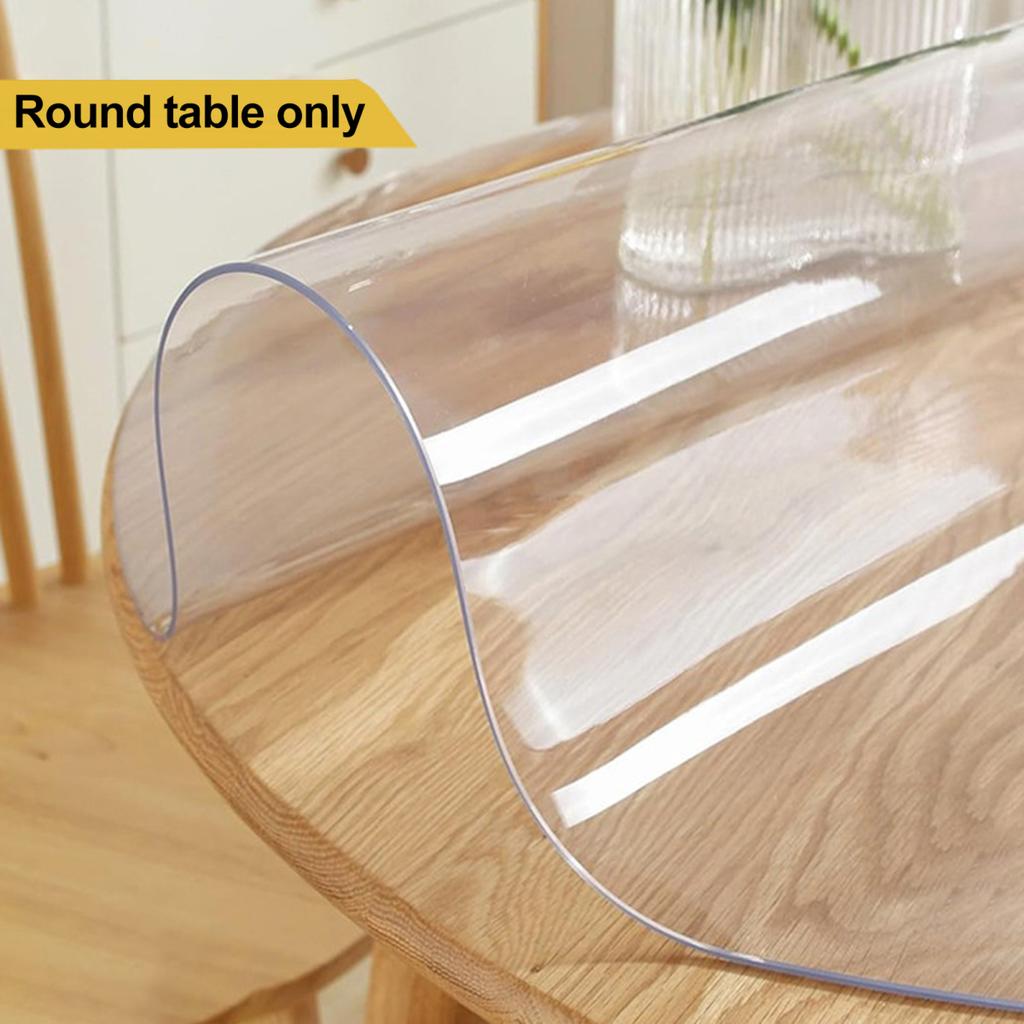 Yousheng Transparente Esstischmatte, verdickter sichtbarer runder Tischschutz, öldicht, rutschfest, hitzebeständig, wasserdichte Tischunterlage für Couchtisch