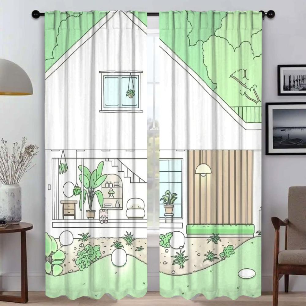 Kaninchen Leben Vorhänge für Wohnzimmer Vorhang für Zimmer 2 Paneele Heim Innenvorhänge Raumteiler Jalousien Halloween Dekoration Kind