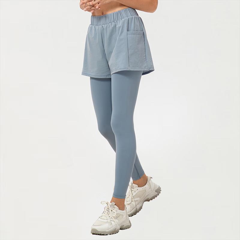 Women's Faux Two-Piece High-Waist Yoga & Fitness Leggings