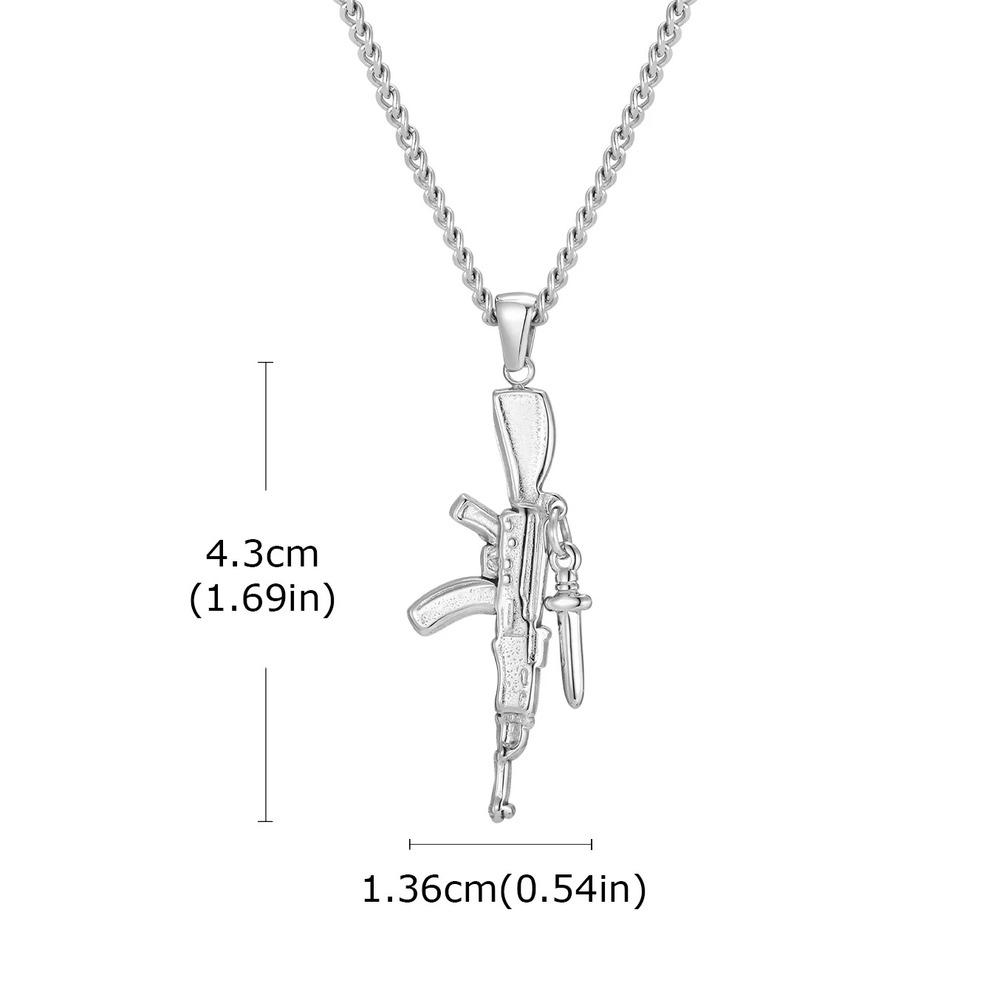 

Vnox Gun Sword Pendant Necklace for Men, Silver Color Stainless Steel Link Chain Punk Hip Hop Military Style Jewelry Charm Gifts 50cm