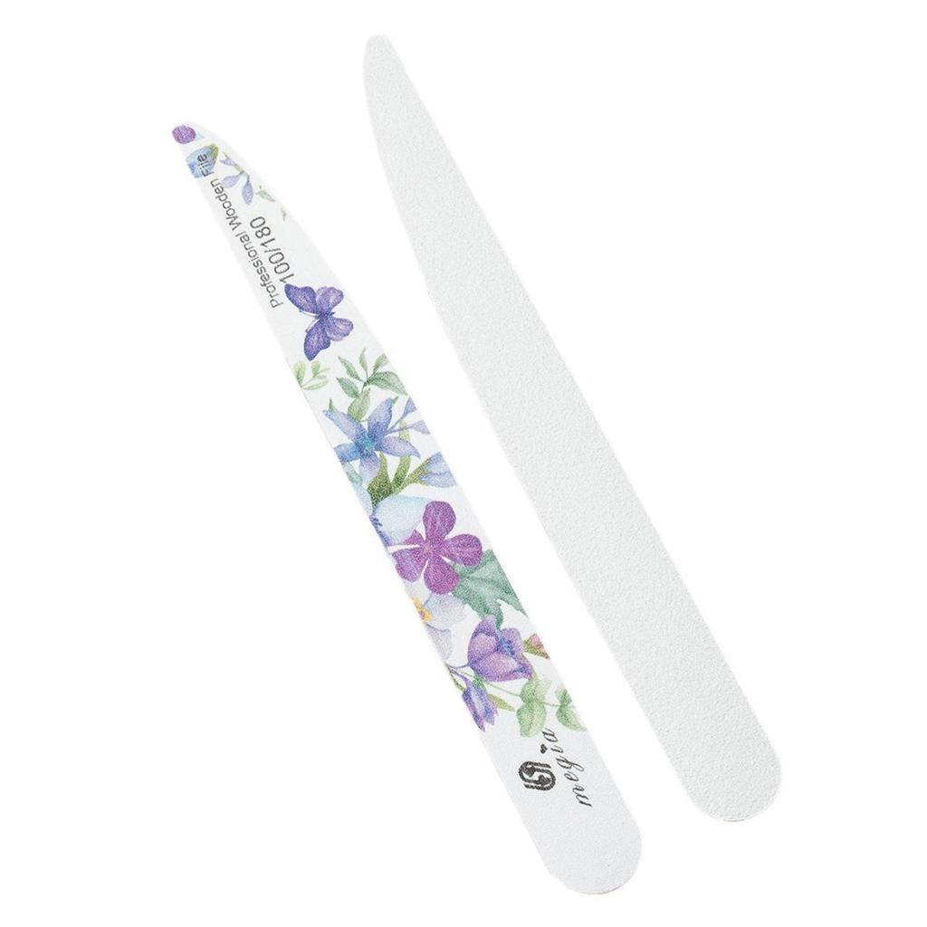 Knife-Shaped Wooden Nail File, 100/180 Double-Sided for Shaping & Buffing, Non-Shedding Grit