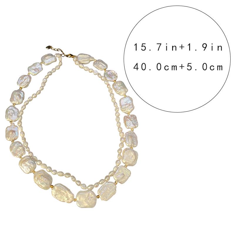 Natur Süßwasserperle Barock Doppellagige Halskette - Schlichtes, Trendiges und Vielseitiges Design.